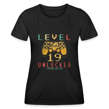 19e anniversaire Niveau 19 débloqué - T-shirt sport Femme - noir - Devant - AI Model Female 172 light (172cm)