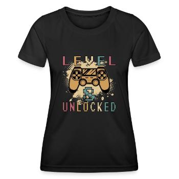 Level 8 Unlocked Shirt 8. Geburtstag Shirt - Frauen Funktions-T-Shirt - Schwarz - Vorne - AI Model Female 172 light (172cm)