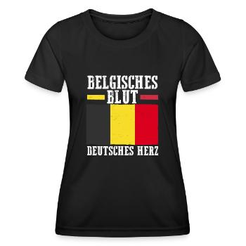 Belgian Belgian German Heart Belgium - Women's Functional T-Shirt - black - Front - AI Model Female 172 light (172cm)