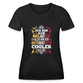 Belgier Belgisch Belgien - Frauen Funktions-T-Shirt - Schwarz - Vorne - AI Model Female 172 light (172cm)