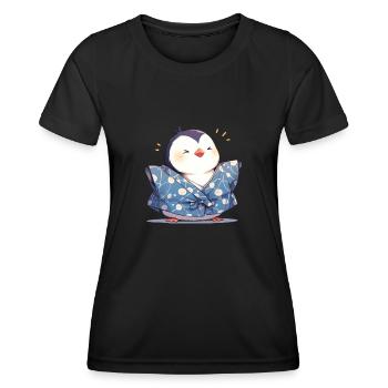 Penguin Kimono Japanese Penguin Cute - Women's Functional T-Shirt - black - Front - AI Model Female 172 light (172cm)
