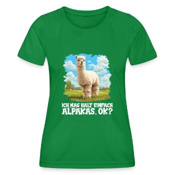 Alpaca Alpakas Alpaka - Frauen Funktions-T-Shirt - Kelly Green - Vorne - AI Model Female 172 dark (172cm)