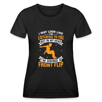Funny parkour saying - Women's Functional T-Shirt - black - Front - AI Model Female 172 light (172cm)
