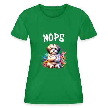 Drôle de dicton havanais non pour les amoureux des chiens - T-shirt sport Femme - vert - Devant - AI Model Female 172 dark (172cm)