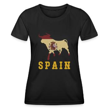 Spanisch Flagge Spanien Europa Reisen Madrid - Frauen Funktions-T-Shirt - Schwarz - Vorne - AI Model Female 172 light (172cm)