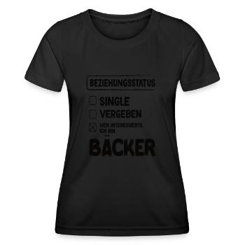 Bäcker Beziehungsstatus Back Backwaren Backen - Frauen Funktions-T-Shirt - Schwarz - Vorne - AI Model Female 172 light (172cm)