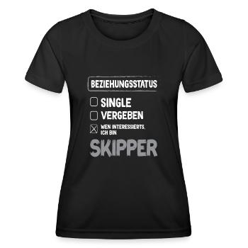 Skipper Beziehungsstatus Skipper Segeln Segler - Frauen Funktions-T-Shirt - Schwarz - Vorne - AI Model Female 172 light (172cm)