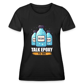 Drôle de dicton en résine époxy - T-shirt sport Femme - noir - Devant - AI Model Female 172 light (172cm)