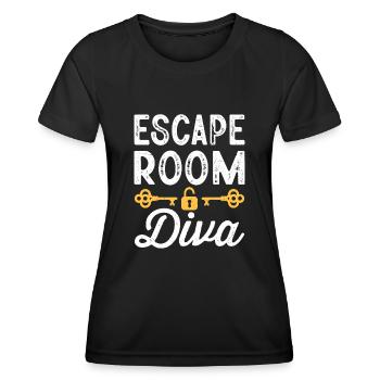 Drôle de dicton de salle d’évasion - T-shirt sport Femme - noir - Devant - AI Model Female 172 light (172cm)