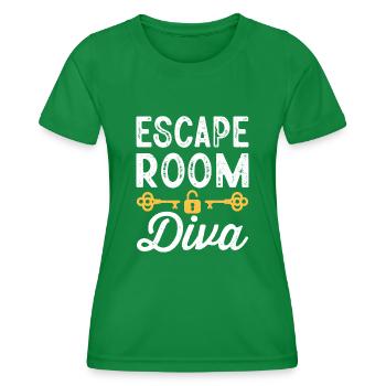Witziger Escape Room Spruch - Frauen Funktions-T-Shirt - Kelly Green - Vorne - AI Model Female 172 dark (172cm)