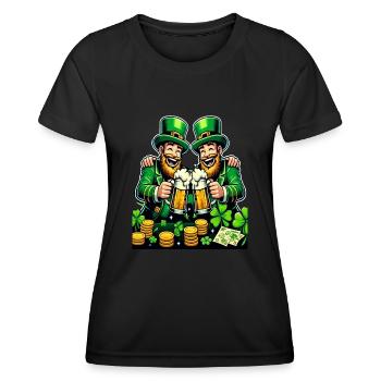 Porter un toast au lutin (lutin irlandais) - T-shirt sport Femme - noir - Devant - AI Model Female 172 light (172cm)
