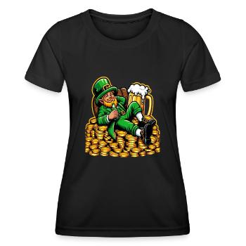 Entspannter Leprechaun (Irischer Kobold) - Frauen Funktions-T-Shirt - Schwarz - Vorne - AI Model Female 172 light (172cm)