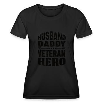 Husband Daddy Veteran Hero - Women's Functional T-Shirt - black - Front - AI Model Female 172 light (172cm)
