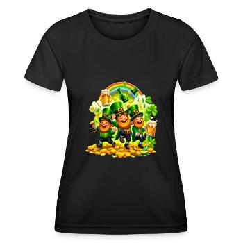 Lutin-arc-en-ciel (Lutin-du-Irlandais - T-shirt sport Femme - noir - Devant - AI Model Female 172 light (172cm)