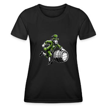 Leprechaun poussant le tonneau (Leprechaun irlandais) - T-shirt sport Femme - noir - Devant - AI Model Female 172 light (172cm)