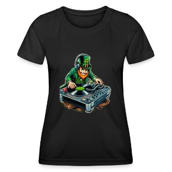 DJ Leprechaun (Irish Leprechaun) - Women's Functional T-Shirt - black - Front - AI Model Female 172 light (172cm)