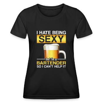 Barman Mixologue Je déteste être - T-shirt sport Femme - noir - Devant - AI Model Female 172 light (172cm)