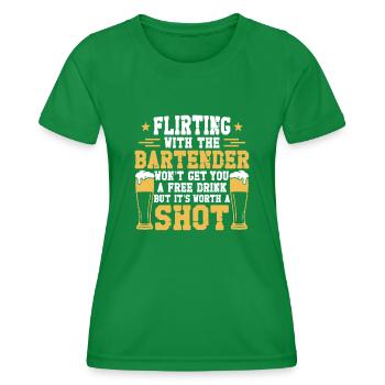 Bartender Mixologist Flirting With - Women's Functional T-Shirt - kelly green - Front - AI Model Female 172 dark (172cm)