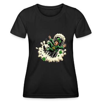 Falling Leprechaun (Irish Leprechaun) - Women's Functional T-Shirt - black - Front - AI Model Female 172 light (172cm)