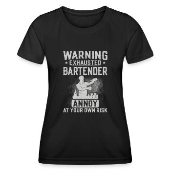 Bartender Mixologist Warning - Frauen Funktions-T-Shirt - Schwarz - Vorne - AI Model Female 172 light (172cm)