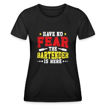 Barman Mixologue N’ayez crainte - T-shirt sport Femme - noir - Devant - AI Model Female 172 light (172cm)