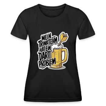 Mon équipe de buveurs a un problème de fléchettes - T-shirt sport Femme - noir - Devant - AI Model Female 172 light (172cm)