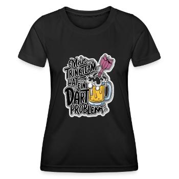 Mon équipe de buveurs a un problème de fléchettes - T-shirt sport Femme - noir - Devant - AI Model Female 172 light (172cm)