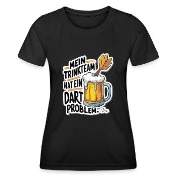 Mon équipe de buveurs a un problème de fléchettes - T-shirt sport Femme - noir - Devant - AI Model Female 172 light (172cm)