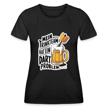 Mon équipe de buveurs a un problème de fléchettes - T-shirt sport Femme - noir - Devant - AI Model Female 172 light (172cm)