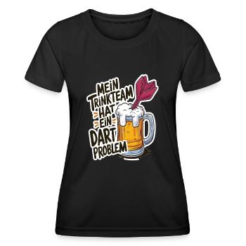 Mon équipe de buveurs a un problème de fléchettes - T-shirt sport Femme - noir - Devant - AI Model Female 172 light (172cm)