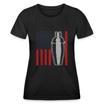 Barman Mixologue Drapeau Américain - T-shirt sport Femme - noir - Devant - AI Model Female 172 light (172cm)