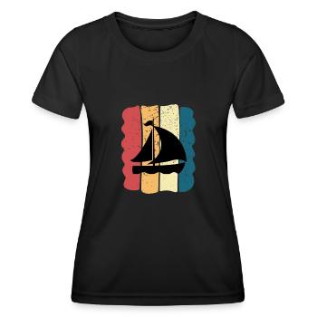 Bateau Homme Idée Cadeau Matelot Vintage Voilier - T-shirt sport Femme - noir - Devant - AI Model Female 172 light (172cm)