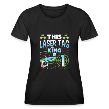 Lasertag King Is 1 Birthday Boy Indoor Laser Tag - Frauen Funktions-T-Shirt - Schwarz - Vorne - AI Model Female 172 light (172cm)