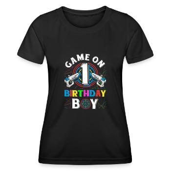 Lasertag Game On 1 Birthday Boy Indoor Laser Tag - Frauen Funktions-T-Shirt - Schwarz - Vorne - AI Model Female 172 light (172cm)
