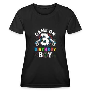 Lasertag Game On 3 Birthday Boy Indoor Laser Tag - Frauen Funktions-T-Shirt - Schwarz - Vorne - AI Model Female 172 light (172cm)