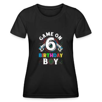 Lasertag Game On 6 Birthday Boy Indoor Laser Tag - Frauen Funktions-T-Shirt - Schwarz - Vorne - AI Model Female 172 light (172cm)
