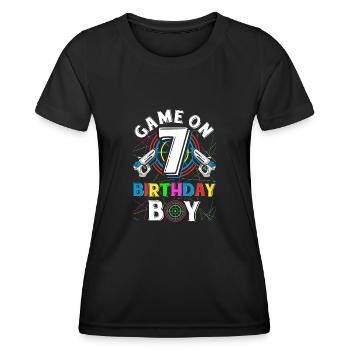 Lasertag Game On 7 Birthday Boy Indoor Laser Tag - Frauen Funktions-T-Shirt - Schwarz - Vorne - AI Model Female 172 light (172cm)