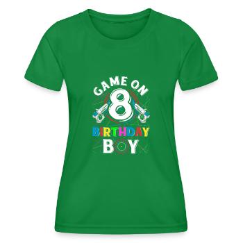 Lasertag Game On 8 Birthday Boy Indoor Laser Tag - Women's Functional T-Shirt - kelly green - Front - AI Model Female 172 dark (172cm)