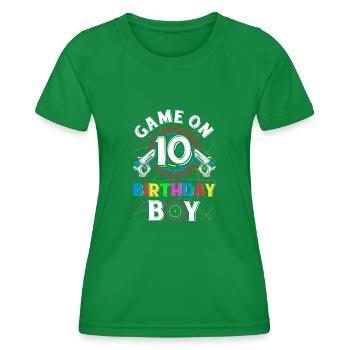 Lasertag Game On 10 Birthday Boy Indoor Laser Tag - Women's Functional T-Shirt - kelly green - Front - AI Model Female 172 dark (172cm)