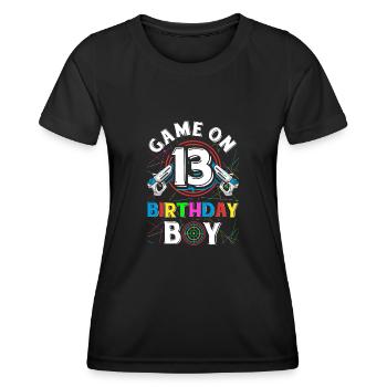 Lasertag Game On 13 Birthday Boy Indoor Laser Tag - Frauen Funktions-T-Shirt - Schwarz - Vorne - AI Model Female 172 light (172cm)