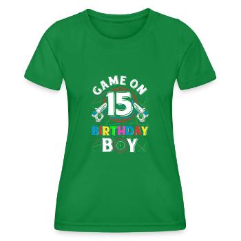 Lasertag Game On 15 Birthday Boy Indoor Laser Tag - Women's Functional T-Shirt - kelly green - Front - AI Model Female 172 dark (172cm)