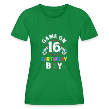 Lasertag Game On 16 Birthday Boy Indoor Laser Tag - Women's Functional T-Shirt - kelly green - Front - AI Model Female 172 dark (172cm)