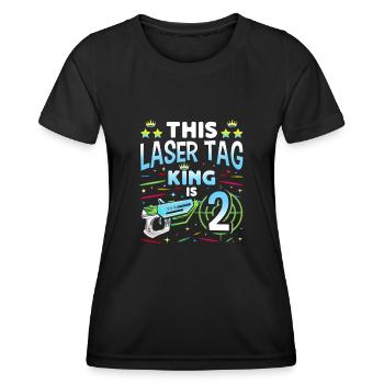 Lasertag King Is 2 Birthday Boy Indoor Laser Tag - Frauen Funktions-T-Shirt - Schwarz - Vorne - AI Model Female 172 light (172cm)