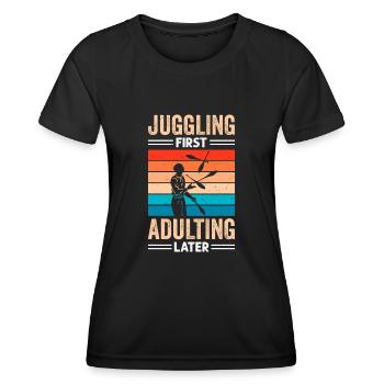 Drôle de dicton de jonglerie - T-shirt sport Femme - noir - Devant - AI Model Female 172 light (172cm)