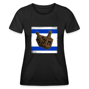 Dreidel Glücksspielzeug Dreydl Judentum Thora - Frauen Funktions-T-Shirt - Schwarz - Vorne - AI Model Female 172 light (172cm)