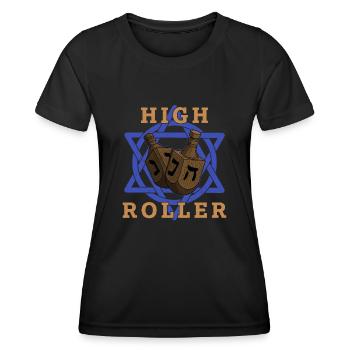 Dreidel Dreydl Israel Chanukka Jude Feiertag - Frauen Funktions-T-Shirt - Schwarz - Vorne - AI Model Female 172 light (172cm)