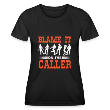 Funny Square Dance Saying - Women's Functional T-Shirt - black - Front - AI Model Female 172 light (172cm)