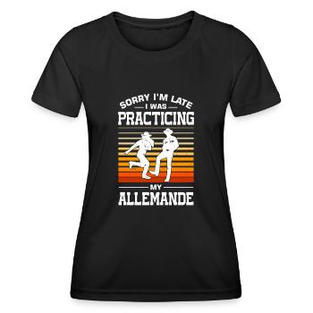 Funny Square Dance Saying - Women's Functional T-Shirt - black - Front - AI Model Female 172 light (172cm)