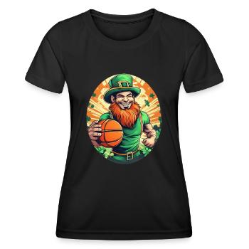 St. Patrick's Day Kleeblatt Basketball - Frauen Funktions-T-Shirt - Schwarz - Vorne - AI Model Female 172 light (172cm)