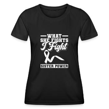 Lung Cancer Awareness Month White Ribbon - Women's Functional T-Shirt - black - Front - AI Model Female 172 light (172cm)